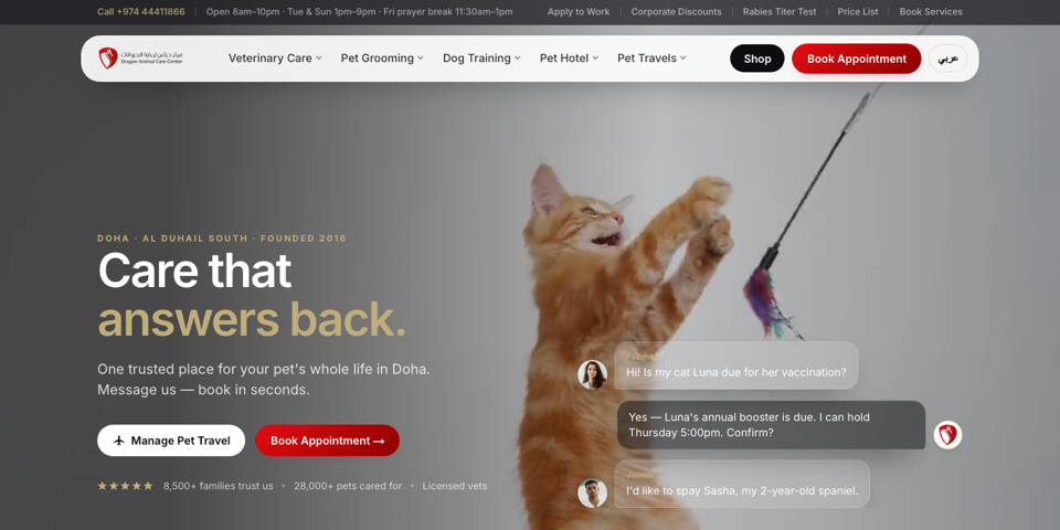 Dragons Animal Care — Website von XSAVY